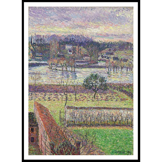 View from the Artist`s Window Flood Evening Effect Eragny 1893, A New Print Of a Camille Pissaro Painting